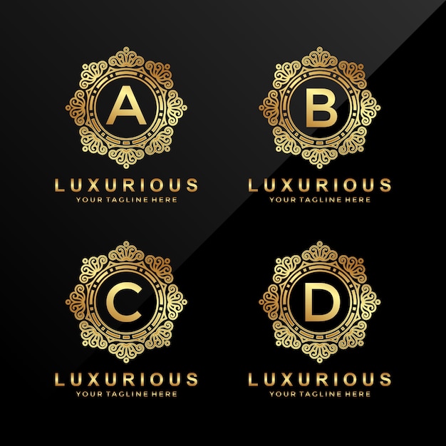 Lettera a, b, c, d logo di lusso in oro