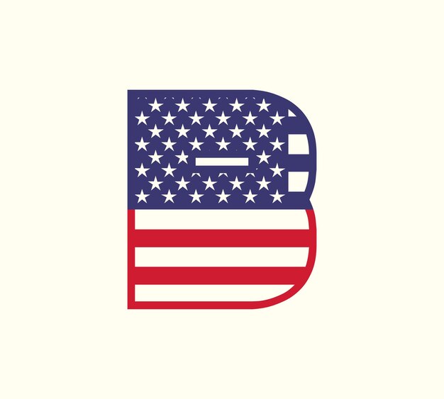 Vector letter b capital american flag logo