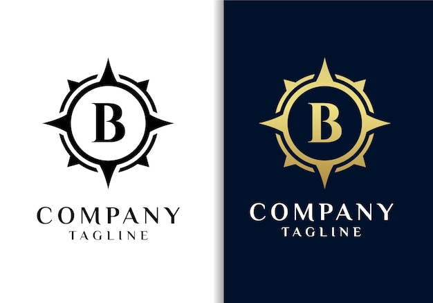 Letter B compass logo design vector image