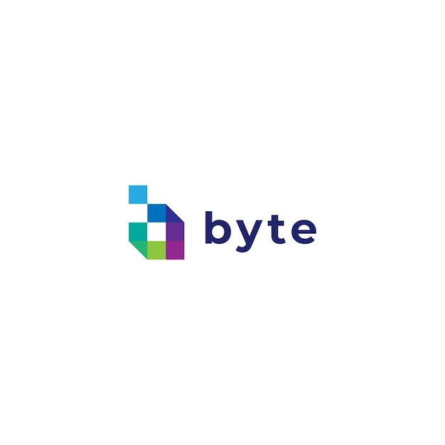 Буква b креативный технологический современный пиксельный логотип