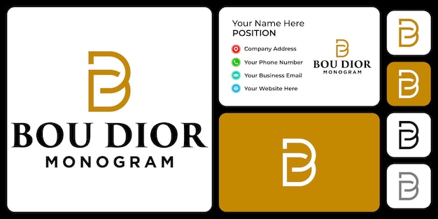 Letter B D monogram luxury logo design with business card template