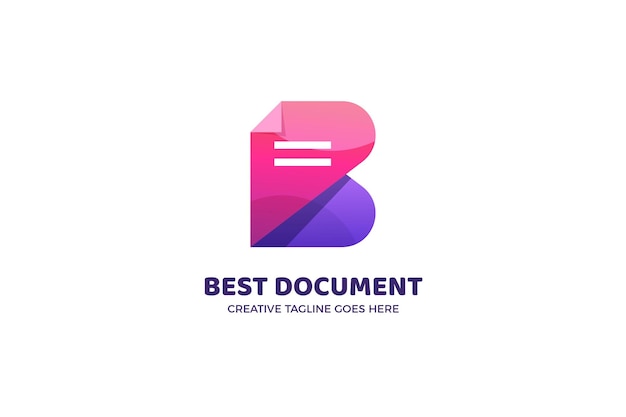 Letter b document file logo template