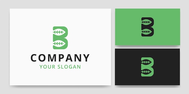 Letter b en groen blad logo idee