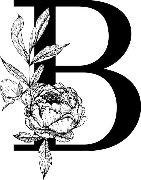 Letter B. Floral alfabet, botanische alfabet