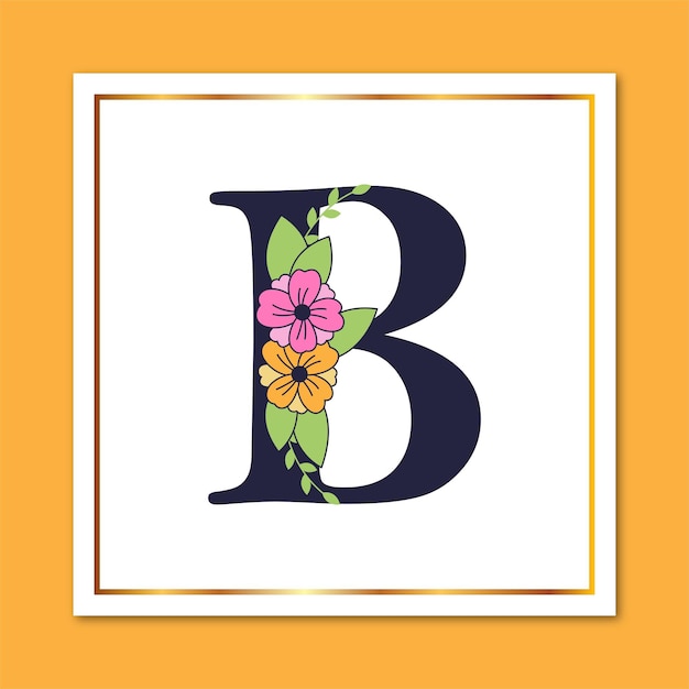 文字 b 花のエレガントな装飾的なロゴ