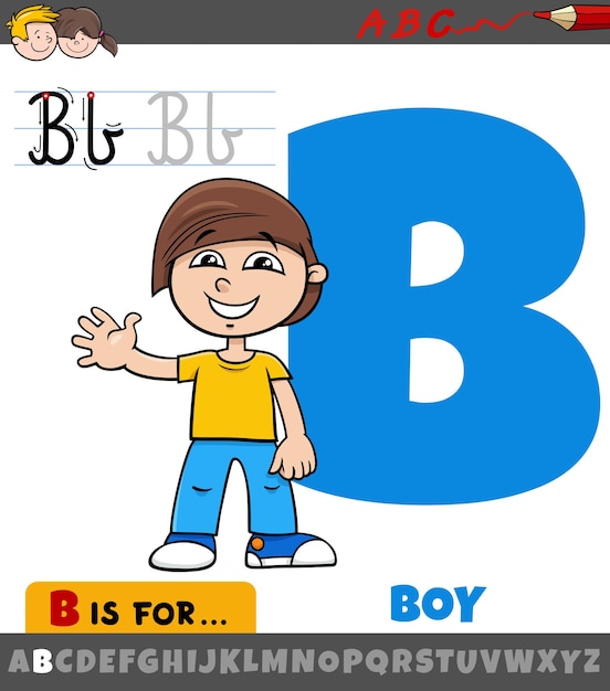 漫画の男の子の文字とアルファベットからの文字B