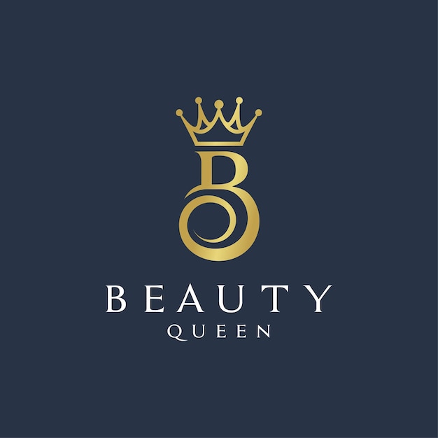 Letter B Golden Crown Monogram Beauty Luxurious Template Logo Design