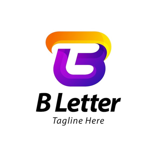 letter b gradient logo design isolated on white