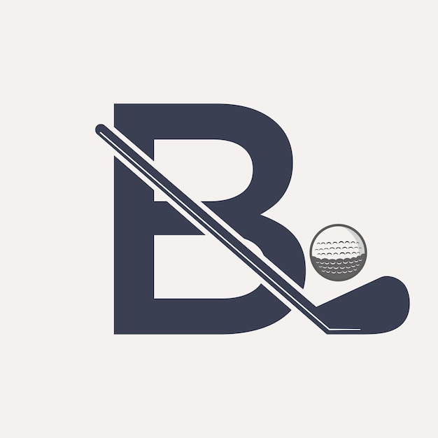 Vettore lettera b logo del torneo di hockey modello di logo del distintivo di hockey su ghiaccio
