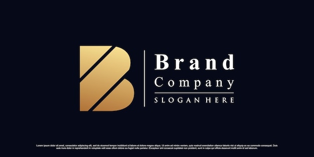 황금 그라데이션 색상과 창의적인 개념 문자 B 아이콘 로고 디자인 Premium 벡터