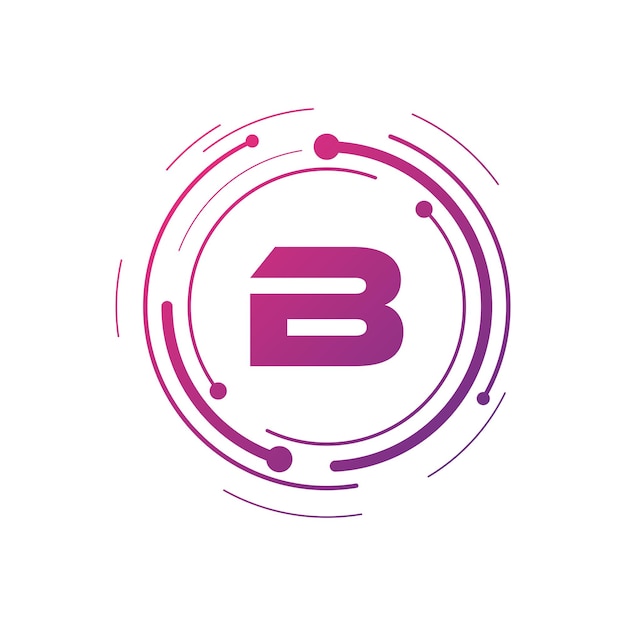 文字 B の初期サイバー マルチメディア ロゴ