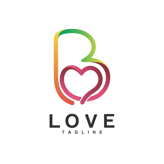 Letter b liefde logo ontwerp