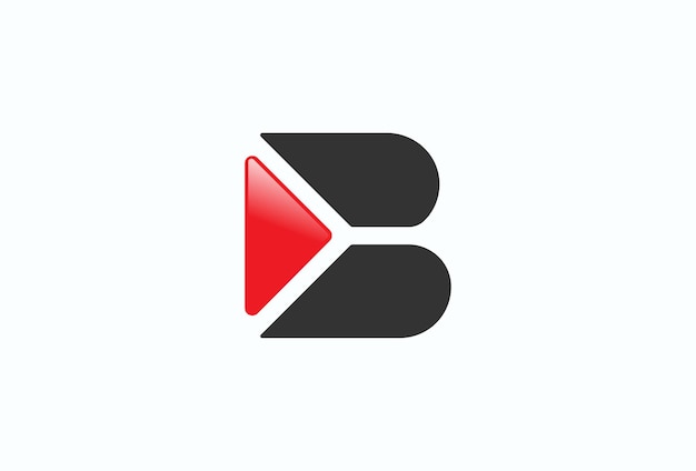 Letter B-logo, afspeelknop met letter B-combinatie, plat ontwerp logo-element, vectorillustratie