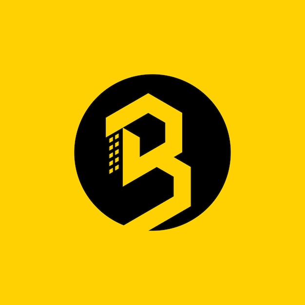 Letter b logo design icon vector with building concept