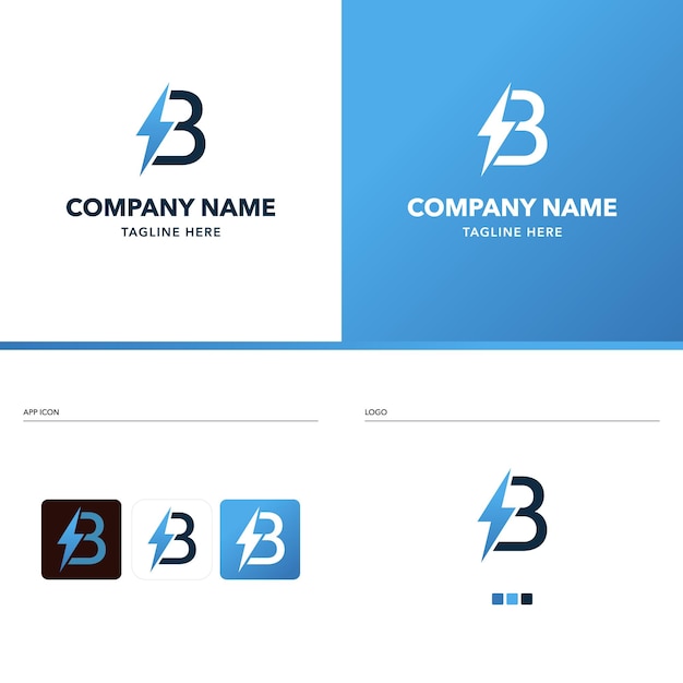 Letter B logo design lightning sign.