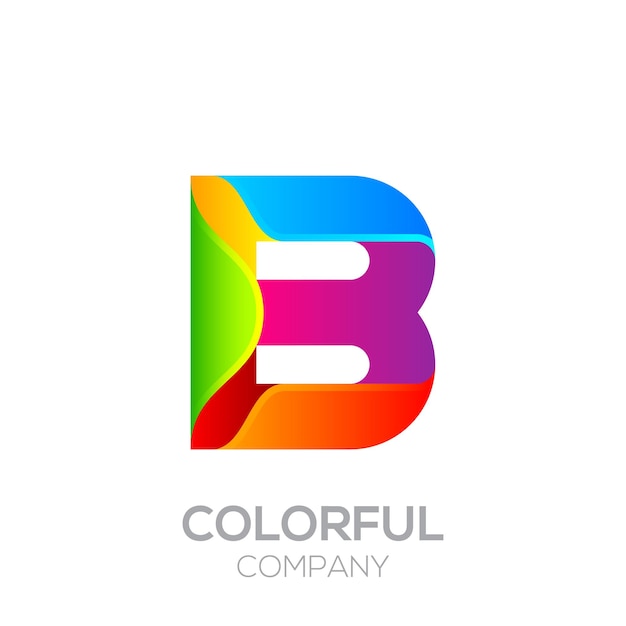 Design con logo lettera b realizzato a strisce con arcobaleno lucido vibrante concetto colorato e sfumato