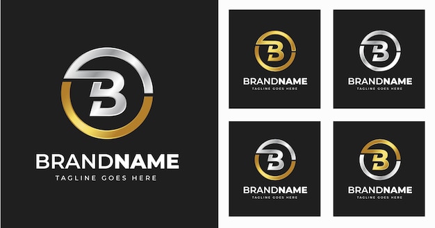 Letter B logo design template with circle shape style