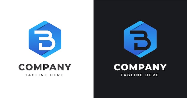 Letter B logo design template with geometric shape style