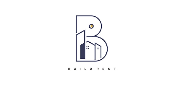 Letter b logo design with building concept