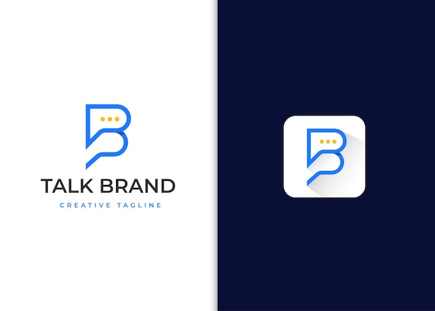 Vector letter b logo design with chat icon