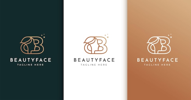 Letter B logo design with woman's face