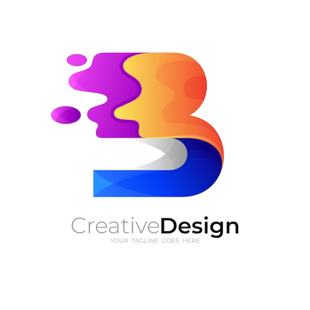 Letter B logo kleurrijk ontwerp vector, water swoosh icon