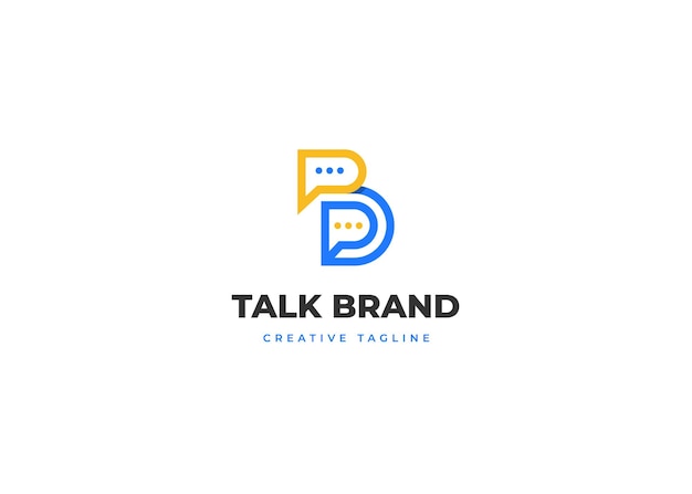 Letter B logo ontwerp lijn concept met chat icoon