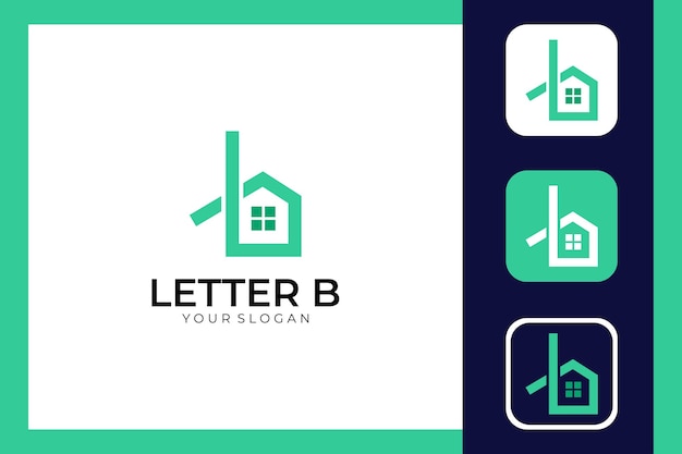 letter b logo-ontwerp met huis en pictogrammen