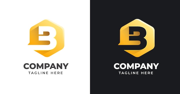 Letter B logo ontwerpsjabloon met geometrische vormstijl