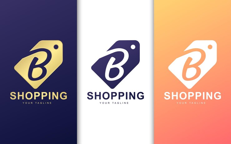 Letter B logo in price tag. Simple Shopping logo concept