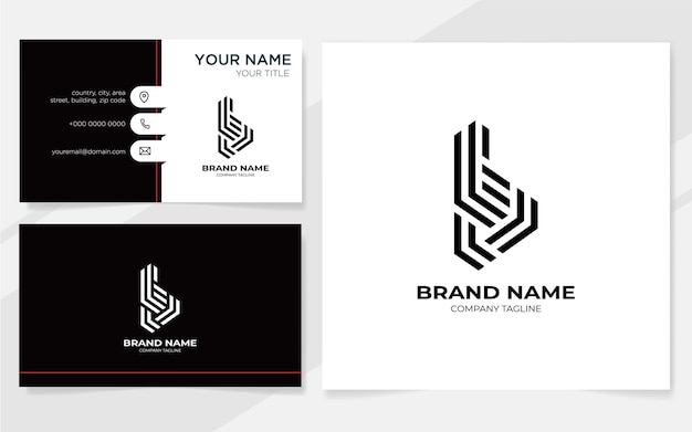 Letter b logo with business card for company Premium Vector