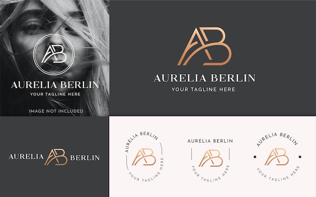 Letter a and b luxury monogram logo design