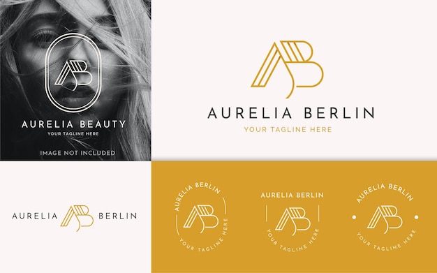 Letter a and b minimalist monogram logo design