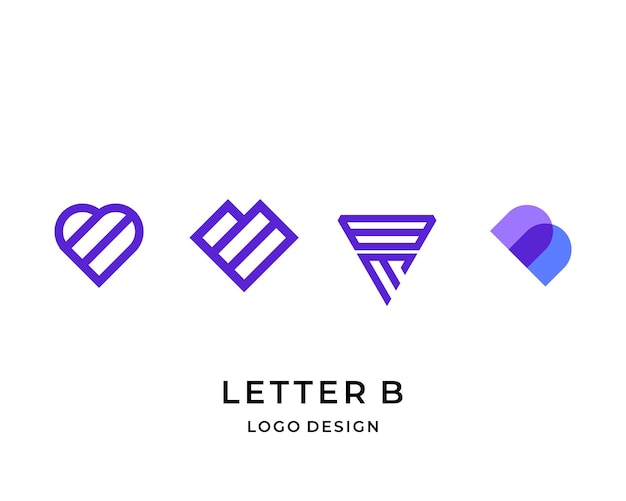 Letter B monogram liefde logo-ontwerp.