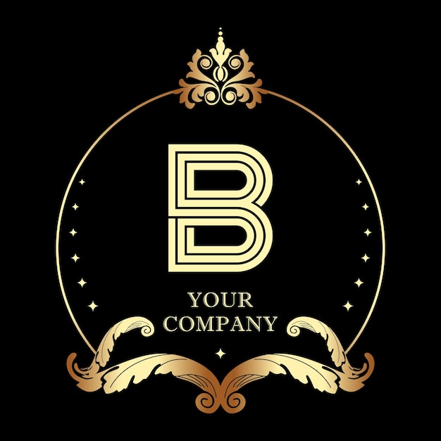 Vettore modello di logo della decorazione del bordo della cornice di lusso in stile linea monogramma lettera b