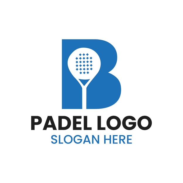 Letter B Padel Logo ontwerp. Padel Sport Racket Symbool