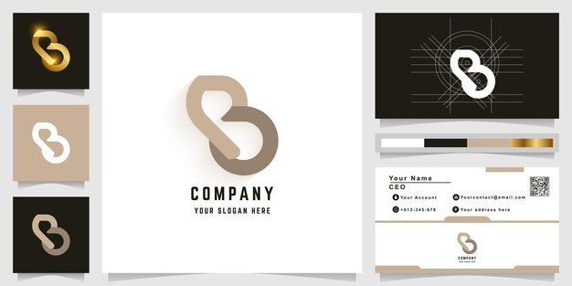 Letter b or pb monogram logo with business card design