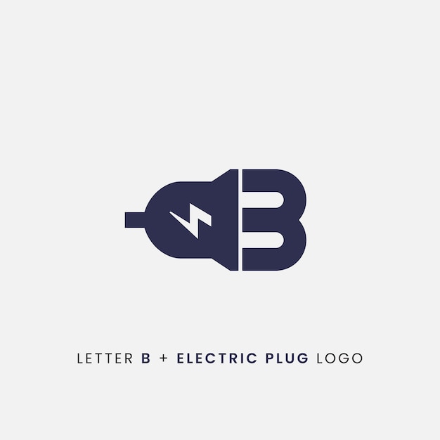 Letter B plus electric plug logo