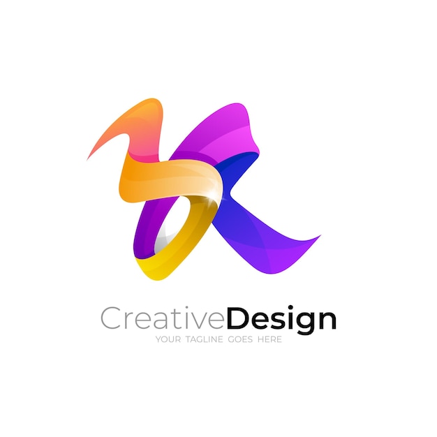 Letter B and R design combination 3d colorful design template