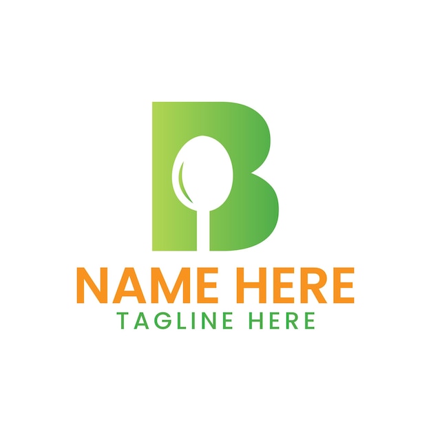 Vector letter b restaurant logo concept with spoon icon cafe sign vector template