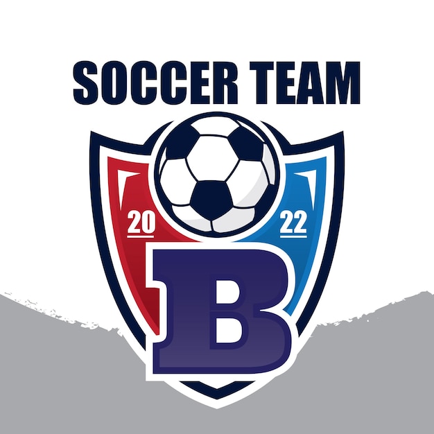 Letter B soccer team logo design template football team or club Football logo with shield