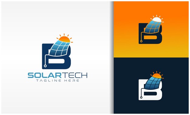 Буква B Логотип Solar Tech Energy