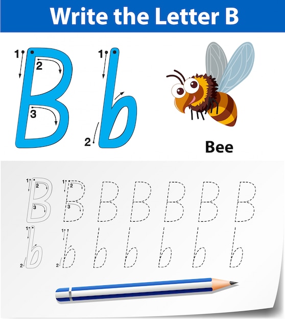 Lettera b che traccia i fogli di lavoro dell'alfabeto