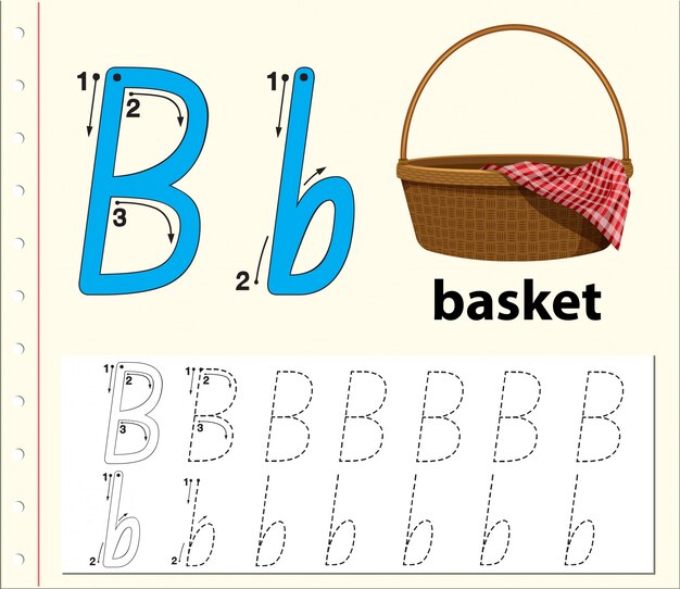 Letter b tracing alphabet worksheets