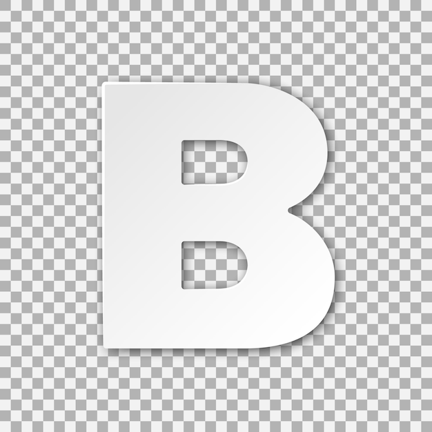 Vector letter b vector papier gesneden illustratie monochroom volumetrisch lettertype geïsoleerd op witte achtergrond