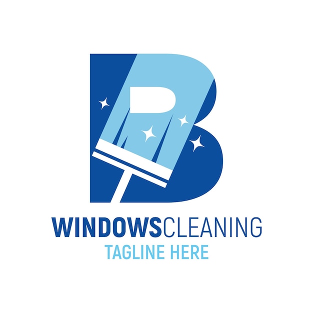 Letter B Window Cleaning Logo Design Template Inspiratie, Vector Illustratie.