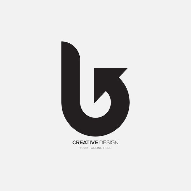 Letter B with arrow growth business sign creative lowercase abstract logo