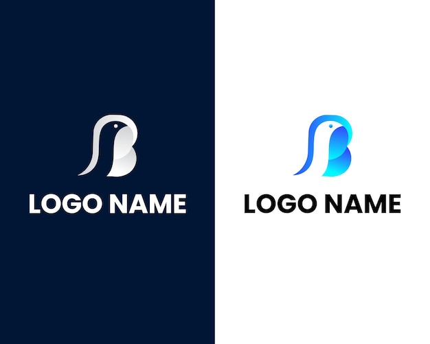 letter b with bird modern logo design template
