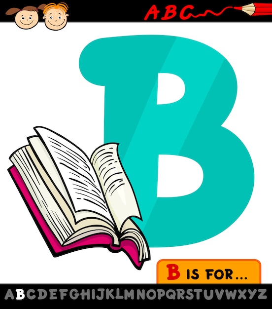 letter b with book cartoon illustration