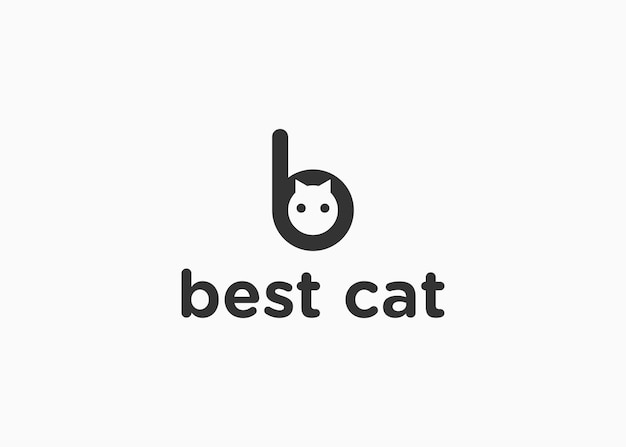 letter b with cat logo design vector illustration template